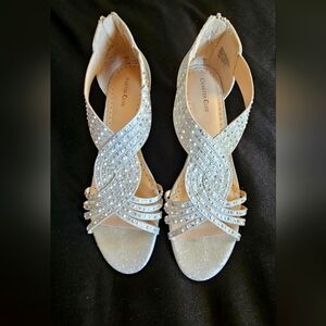 Women's Charter Club Silver Wedge Shoes Size 10, Worn Once